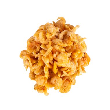 Kurutulmuş karides beyaz arkaplanda izole edilmiş.