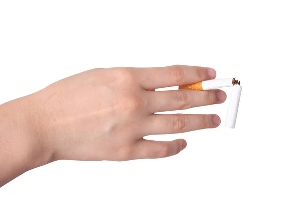 Cigaret Γυναίκα Χέρι Απομονώνονται Λευκό Φόντο — Φωτογραφία Αρχείου