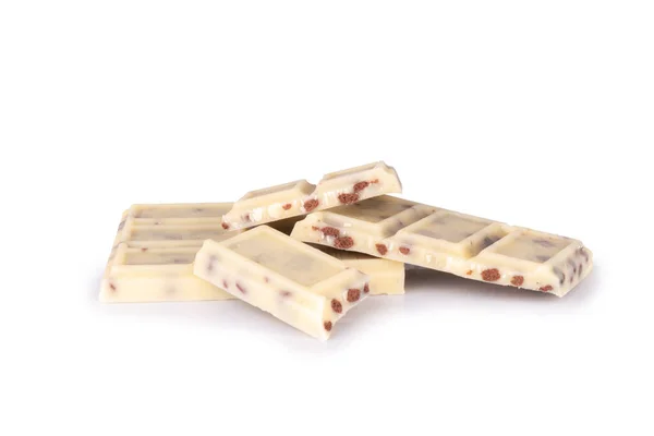 Galletas Chocolate Blanco Bits Aislados Sobre Fondo Blanco — Foto de Stock
