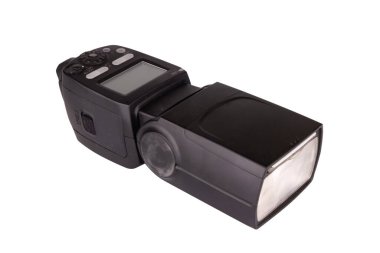 Kameradaki flaş ışığı beyaz arkaplanda izole edildi.