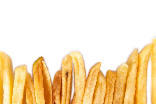 Pommes Frites Bakgrund Struktur Isolerad Vit Bakgrund — Stockfoto