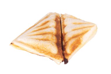 Beyaz arka planda izole edilmiş peynirli sandviç..