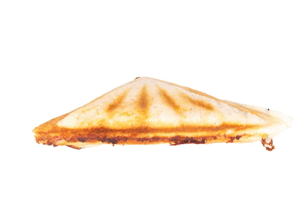 Σάντουιτς Ζεστό Ζαμπόν Τυρί Απομονώνονται Λευκό Φόντο — Φωτογραφία Αρχείου
