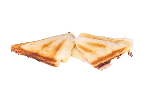 Sandwich Prosciutto Formaggio Caldo Isolato Sfondo Bianco — Foto Stock