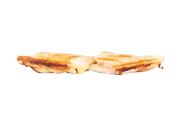 Sendvič Horký Sýr Šunka Izolované Bílém Pozadí — Stock fotografie