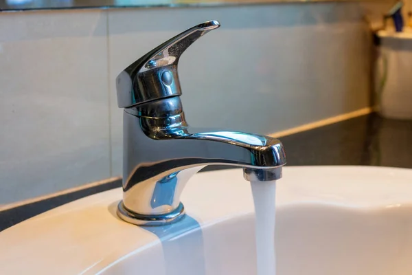 Tap Bathroom Closeup Water Clean Cold — Stockfoto