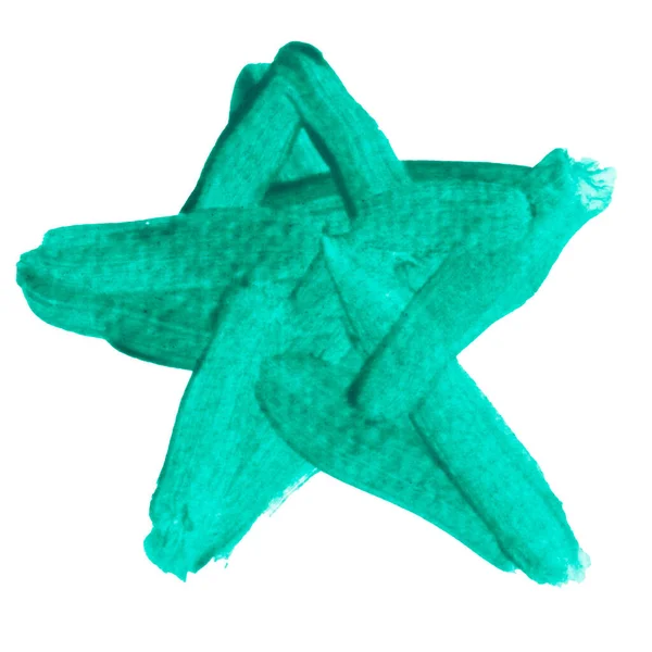 Color Verde Papel Dibujar Estrella Aislada Sobre Fondo Blanco — Foto de Stock