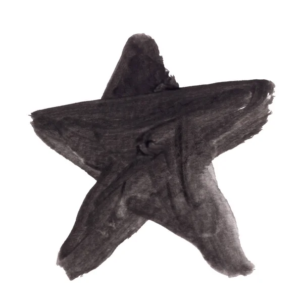 Schwarze Farbe Papier Zeichnen Stern Isoliert Auf Dem Hintergrund — Stockfoto