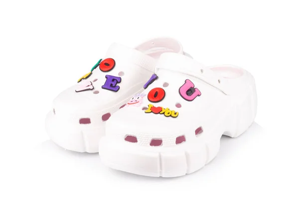 Color White Sandals Isolated White Background Child — 스톡 사진