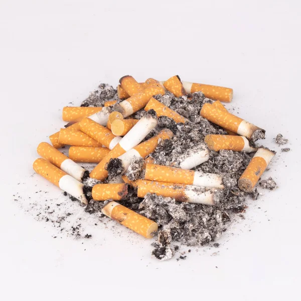 Mano Cigarrillo Blanco Parada Pila — Foto de Stock