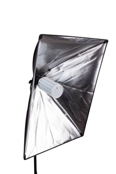 Lamp Studio Licht Close Soft Box Geïsoleerd Witte Achtergrond — Stockfoto