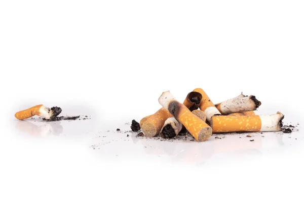 Cigarette Butts Isolated White Background Pile — 스톡 사진