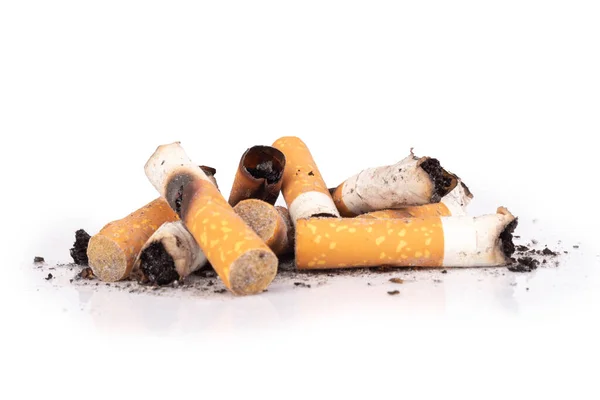 Cigarette Butts Isolated White Background Pile — Stock Fotó