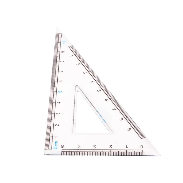 白い背景で隔離の三角形定規 — ストック写真