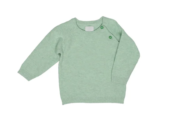 Autunno Inverno Vestiti Bambini Maglione Caldo Accogliente Verde Chiaro Pullover — Foto Stock