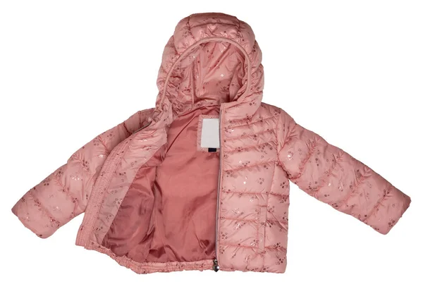 Giacca Invernale Bambini Piumino Invernale Caldo Rosa Elegante Bambini Isolati — Foto Stock