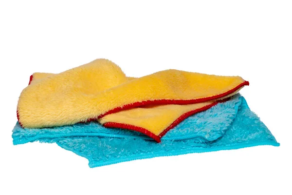 Limpieza Higiene Del Hogar Primer Plano Paño Limpieza Azul Amarillo —  Fotos de Stock