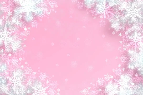 Kerstkaart Sjabloon Abstract Feestelijk Natuurlijk Licht Roze Blauw Wit Winter — Stockfoto