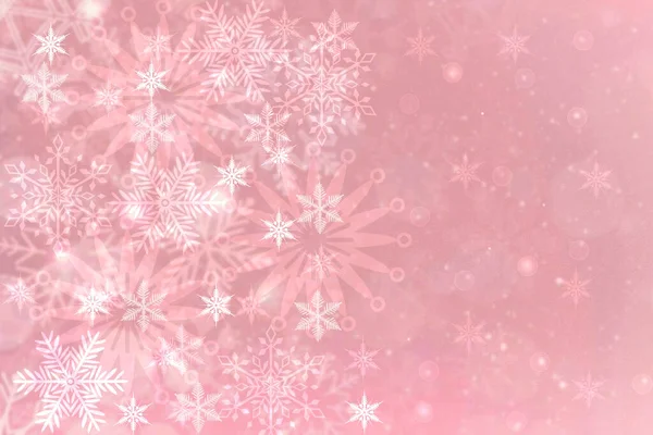 圣诞卡模板 节庆梯度粉红冬季圣诞节或新年背景纹理与模糊的Bokeh灯和星星 美丽的背景 — 图库照片