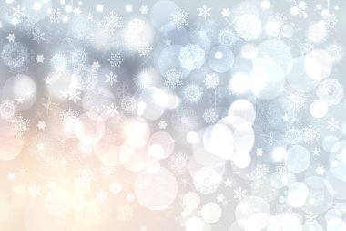 Soyut açık mavi renkli pastel bokeh arka planda renkli daireler ve yıldızlar var. Güzel doku.