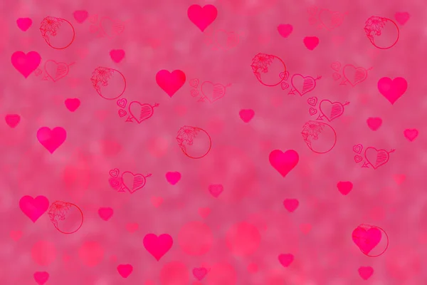 抽象的なお祝いのぼかし赤ピンクマゼンタの背景と明るいピンクの心は結婚式のカードやバレンタインデーのためのボケを愛しています あなたのデザインのためのスペースとロマンチックなテクスチャの背景 カードコンセプト — ストック写真