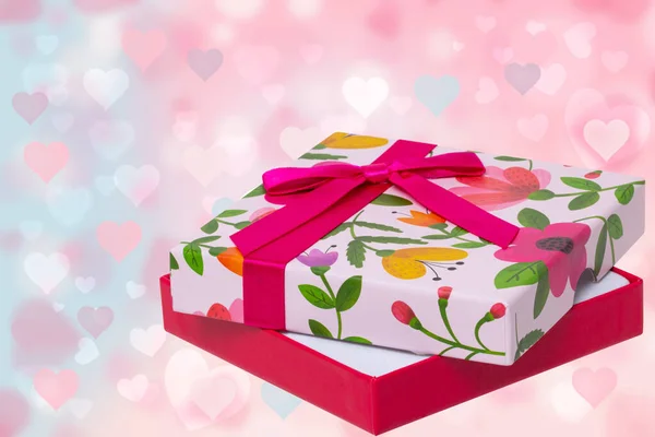 Happy Valentine Mothers Day Card Template Beautiful Colorful Present Box — Stock Photo, Image