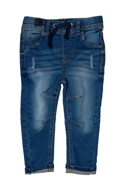 Calça Jeans Azul Isolada Fechar Uma Calça Ganga Azul Escura — Fotografia de Stock