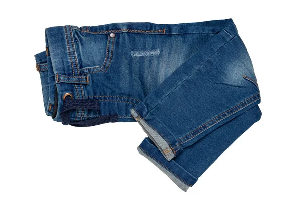 Calça Jeans Azul Isolada Fechar Umas Calças Ganga Azuis Escuras — Fotografia de Stock