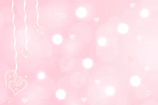 要旨結婚式のカードやバレンタインデーのための愛のボケの中に白いピンクの心を持つお祝いのブラーライトピンクのパステルの背景 あなたのデザインのためのスペースとロマンチックなテクスチャの背景 カードコンセプト — ストック写真