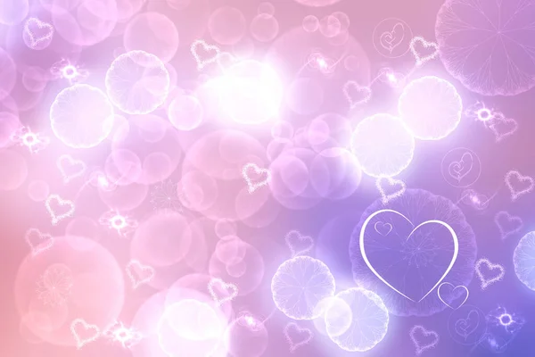 Αφηρημένη Εορταστική Θολούρα Ανοιχτό Ροζ Μπλε Φόντο Λευκές Καρδιές Αγάπη — Φωτογραφία Αρχείου