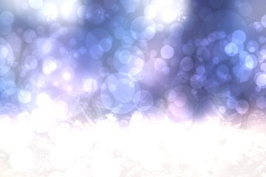 Soyut bulanık taze bahar ışığı hassas pastel mavi beyaz bokeh arkaplan dokusu parlak dairesel yumuşak renkli ışıklar. Güzel arkaplan illüstrasyonu.