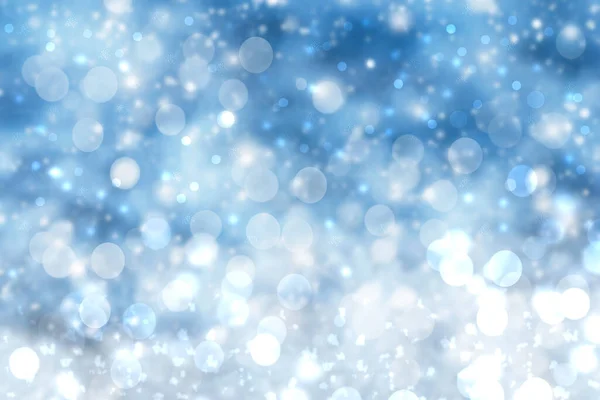Soyut Bulanık Kış Şenliği Parlak Mavi Beyaz Bokeh Işıklı Kar — Stok fotoğraf