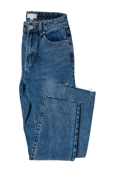 Calças Isoladas Calças Jeans Femininas Elegantes Dobradas Elegantes Isoladas Fundo — Fotografia de Stock