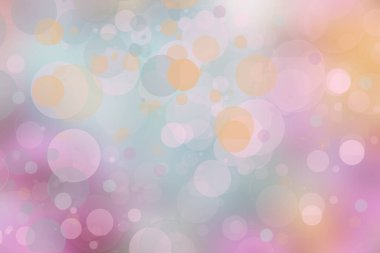 Soyut, taze, bulanık bahar ışığı hassas pastel mavi, beyaz, bokeh arkaplan dokusu parlak dairesel yumuşak renkli ışıklar. Güzel arkaplan illüstrasyonu.
