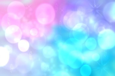 Soyut bulanık taze bahar ışığı hassas pastel mavi beyaz bokeh arkaplan dokusu parlak dairesel yumuşak renkli ışıklar. Güzel arkaplan illüstrasyonu.