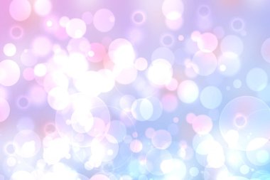 Soyut bulanık taze bahar ışığı hassas pastel mavi beyaz bokeh arkaplan dokusu parlak dairesel yumuşak renkli ışıklar. Güzel arkaplan illüstrasyonu.