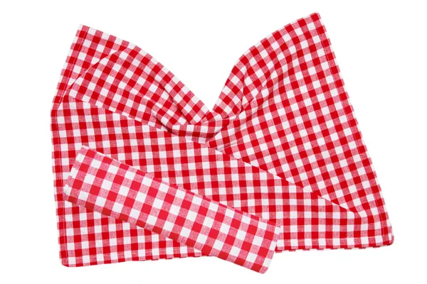 Röd Picknickfilt Närbild Röd Rutig Servett Eller Duk Struktur Isolerad — Stockfoto