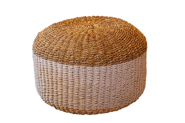 Wicker Furniture Close Wickerwork Stool Shape Seating Hotels Pool Isolated — Fotografia de Stock