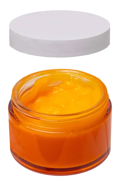 Cosmetic Labels Closeup Cosmetic Jar Concealer Cream Makeup Foundation Moisturising — Stock Photo, Image