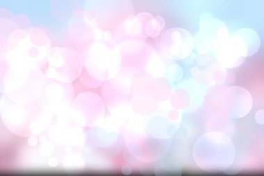 Soyut bulanık taze bahar ışığı hassas pastel mavi beyaz bokeh arkaplan dokusu parlak dairesel yumuşak renkli ışıklar. Güzel arkaplan illüstrasyonu.