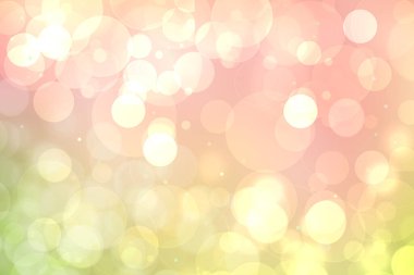 Soyut, taze, bulanık bahar, narin, açık yeşil pastel, sarı, turuncu, bokeh arka plan dokusu, parlak dairesel, yumuşak renkli ışıklar. Güzel arkaplan illüstrasyonu.