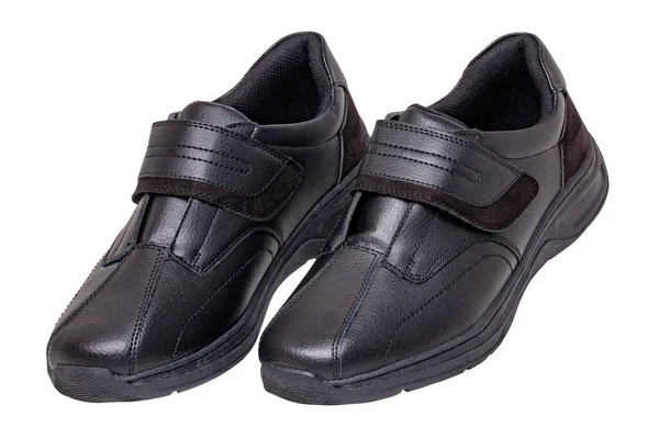 Mans Black Shoes Close Pair Black Sneakers Sport Shoes Isolated — Stockfoto