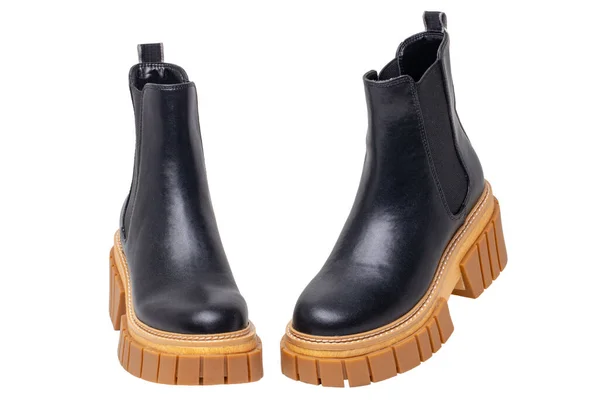 Botas Chelsea Para Mujeres Primer Plano Par Botas Chelsea Cuero —  Fotos de Stock