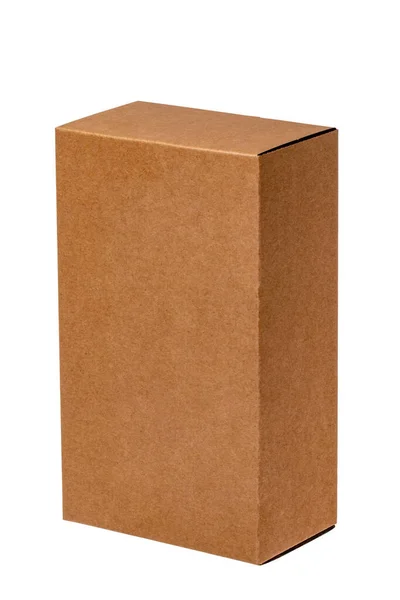 Κλειστό Καφέ Χάρτινο Κουτί Χάρτινο Κουτί Κραφτ Διαδρομή Αποκοπής Που — Φωτογραφία Αρχείου