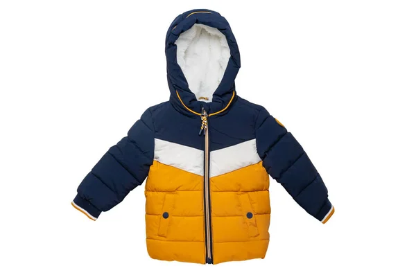 Piumino Bambini Giallo Elegante Blu Accogliente Caldo Inverno Piumino Bambini — Foto Stock