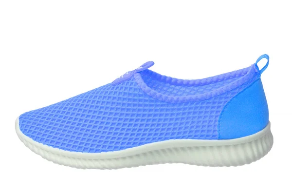 蓝运动鞋被隔离了女式运动鞋或运动鞋的特写 以白色为背景 运动鞋的现代设计 — 图库照片
