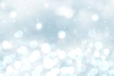 Soyut, bulanık, neşeli, narin kış Noel 'leri ya da parlak turkuaz mavi ve parlak bokeh ışıklı yıldızlar ve kar taneleriyle yeni yıl arkaplan dokusu. Kart kavramı.