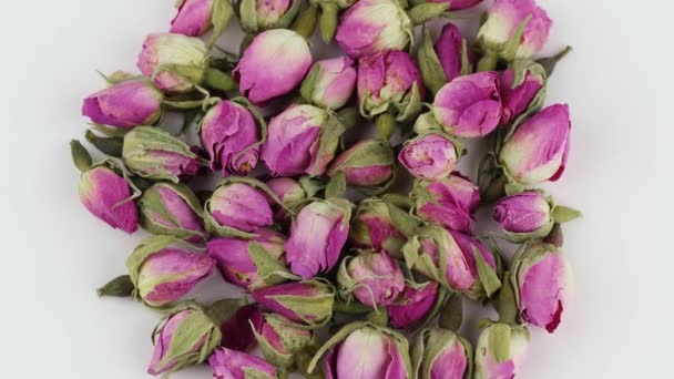 Chá Botões Rosa Botões Rosa Secos Imagens Alta Qualidade — Vídeo de Stock