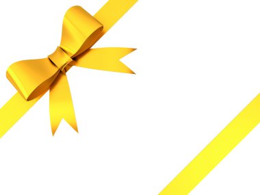 altın hediye şerit yay üzerinde izole beyaz arka plan