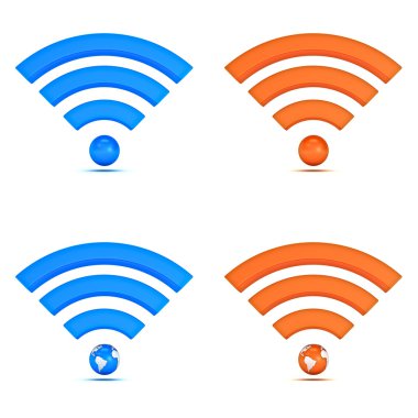 Beyaz arka plan üzerinde izole 3d wifi simgesi toplama